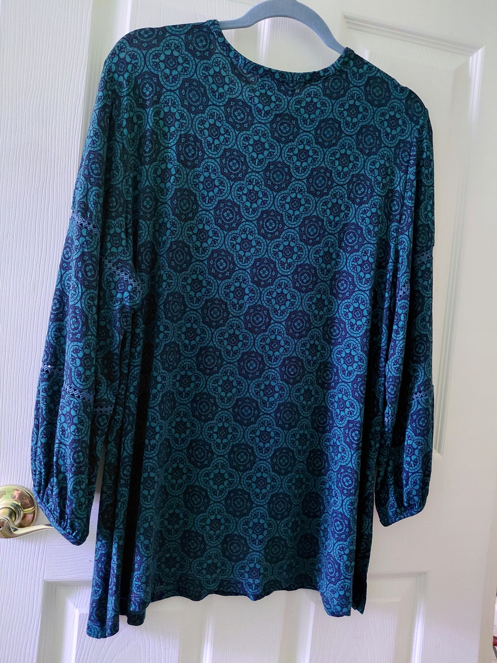 Liz Claiborne Green Teal & Navy Medallion V-Neck Tunic Size XXL - Picture 2 of 6